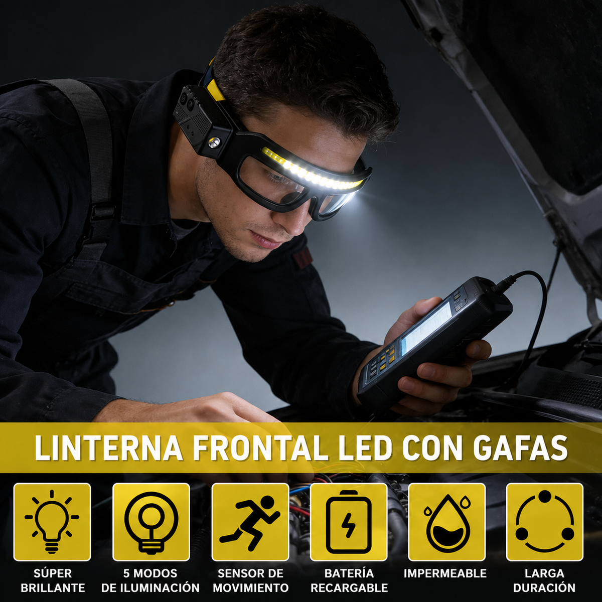 Lentes con linterna LED manos libres