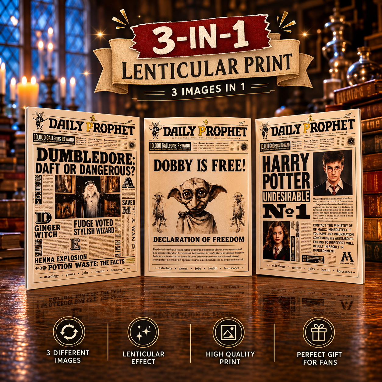 Harry Potter™ 3-in-1 Lenticular Poster